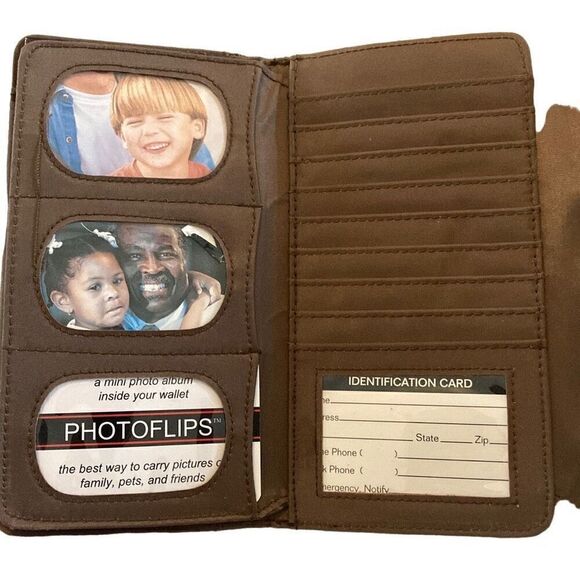 Checkered Billfold Wallet Clutch ID Card Holder Travel Vacation Elegant Neutral - Picture 7 of 9